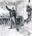 Cartoon drawing of Victorian school corporal punishment.