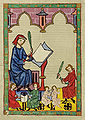 Codex Manesse, fol. 292v, Der Schulmeister von Eßlingen (14th century).