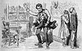 Illustration of a teacher spanking a student, from La Jeunesse Illustre (1886).