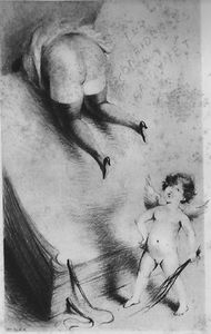 Spanking illustration for the novel Les Confidences d'un baronnet by A. W. Flogger (1929).