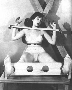Vintage photo of pillory and stocks.