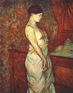 Lautrec le coucher (mme poupoule in chemise by her bed) 1899.jpg