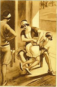 F/F spanking illustration by Louis Malteste (1927).