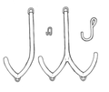 from left to right: pussy hook, nose hook, double pussy hook, tail hook