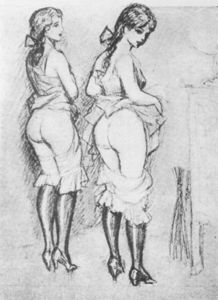 Spanking drawing by Louis Malteste