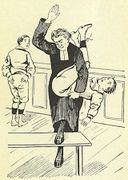A mix of the diaper, underarm, and over one knee position. Illustration from ├Ç la baguette by Victor du Cheynier (1909).