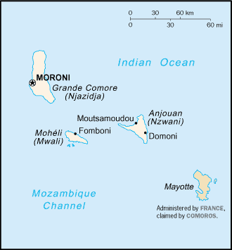 Map of the Comoros Islands
