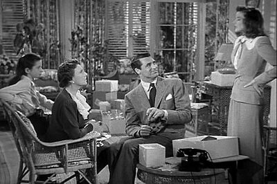 Weidler (far left) with Mary Nash, Cary Grant, and Katharine Hepburn in The Philadelphia Story (1940)